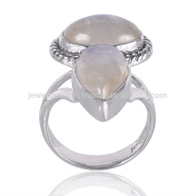 Hand Crafted Natural Rainbow Moonstone Gemstone 925 Sterling Silver Ring Jewelry
